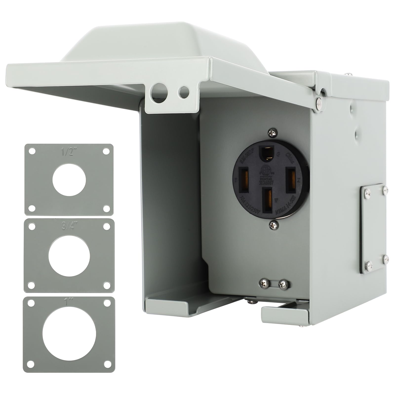 Photo 1 of ***PARTS ONLY*** NEMA 14-50R Outdoor Power Outlet Box, 50 AMP 125/250 Volt Rv Electrical Panel, Anti-Theft Lockable RV Outlet Receptacle, Predrilled Socket Box for RV, Travel Trailer, EV, Welder, Generator, ETL Listed
