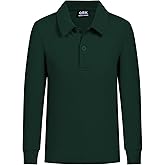 QBK Toddler to Youth Boys' School Uniform Pique Polo Shirts Kids Long Sleeve Collared Golf Shirt