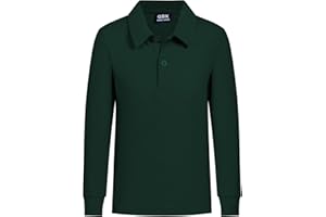 QBK Toddler to Youth Boys' School Uniform Pique Polo Shirts Kids Long Sleeve Collared Golf Shirt
