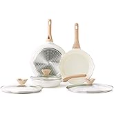 Kordisen Ceramic Nonstick Frying Pan Skillet Set with Lid, 3 Piece Ceramic Pans for Cooking Non Toxic, Healthy Induction Cookware, Stay-Cool Handle, PFOA & PFAS Free (8 Inch, 9.5 Inch, 11 Inch)