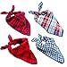 Invlab Dog Bandanas - 4 Pack Washable Triangle Bibs Scarfs, Reversible Plaid Printing Kerchief for Dogs and Cats,4 Styles