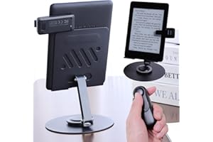 Eoho Large Kindle Stand with Remote Page Turner, Kindle Clicker Page Turner with Tablet Holder for Desk, Book Reading Accessories Gifts for Readers(Stand Included)