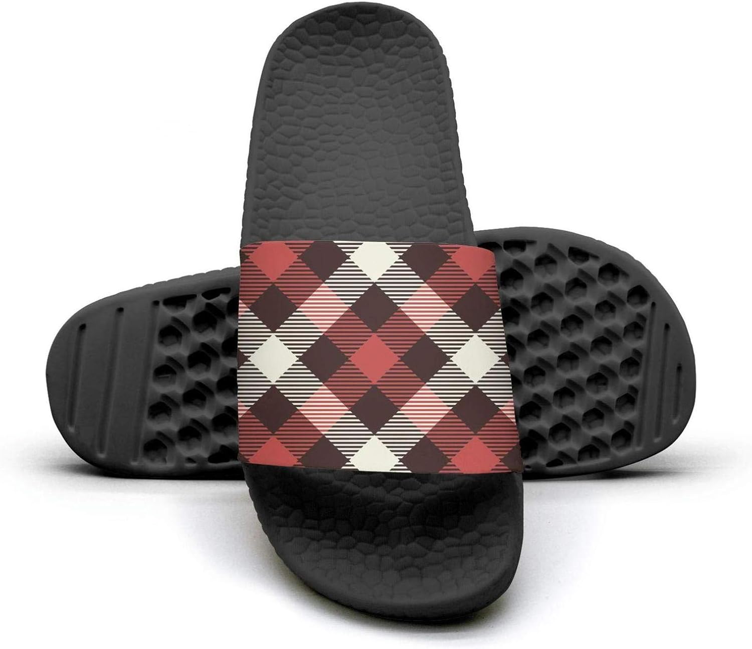 White Checkerboard British Plaidblack Men's Designer Slipper Quickdry