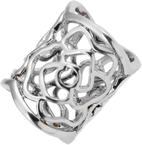 Amazon ノーブランド 品 ファッション 女性 レディース スカーフリング バックル ローズパターン シルバー リング 通販