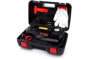 Trihelper Car Hydraulic Jack – 5 Ton 12V Electric Jack Stand Three in One Car Jack Kit for Sedans SUV Car Lift Floor Jack for Tire Change and Road Emergencies with Integrated Tire Pump (Black)