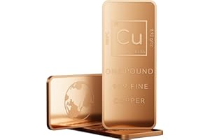 1 Pound .999 Pure Copper Bar Bullion with Element Design - Unique Metals