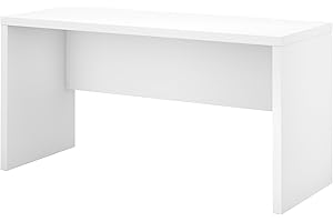 Bush Business Furniture Credenza Table with Wire Management | Echo Collection Computer Desk for Home Office with Quick-to-Assemble Hardware, 60W, Pure White