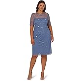Adrianna Papell Bead MESH Sheath Dress, French Blue, 4