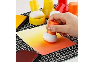 Stencil Brush with Sponge Pouncer-Mixed Color Ink Dabber for Wet & Dry Use,Crafts,Scrapbooking,Card Making & Mixed Media Art