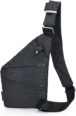 Amazon Mioim メンズ ボディバッグ ワンショルダー チェストバッグ 2way左右掛け可能 ファッション サイクリング 防水 軽量 便利 薄い 防犯盗難防止 通勤 通学 登山 グレー ボディバッグ ワンショルダー