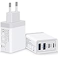 European Travel Plug Adapter for International, France Germany Power Adapter, 4-Port 40W Dual USB-C & USB-A Fast Wall Charger Block Travel Essentials for US to Most Europe Iceland Spain Italy 2 Pack