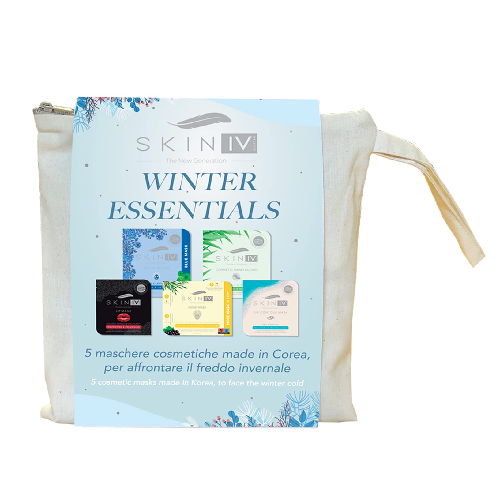Skin IV Korean Youth Elixir My Anti-Age Routine Kit: Cosmetic Hand Gloves, Eye Counter, Lip, Nose, Blue Face Sheet Mask - 145 G