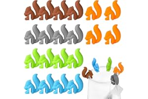 Enenes 20PCS Tea Bag Holders & Drink Markers - Cute Squirrel Silicone Cup Charms, Heat-Resistant Non-Slip Tea Hangers for Mugs, Coffee, Party, Office