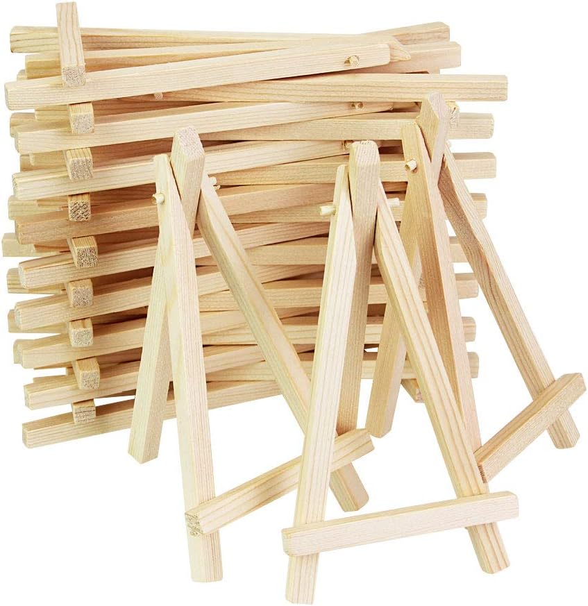 Kbnian 20 PCS Mini Wooden Tabletop Display Easel Small Art Desktop Easel Stand for Picture Photo Craft Miniature Frame Wedding Seating Plan