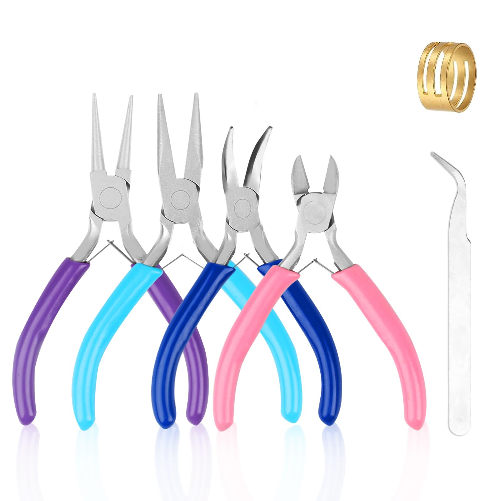 Photo 1 of 4 Pack Jewelry Making Pliers Tools Set, Jewelry Making Needle Nose Chain Nose Round Bent Pliers Wire Cutter for Bracelet Beading DIY Craft Jewelry Making Supplies