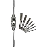 Aoserge Metric Thread Machine Taps Set, M3-M12, 11 Pcs | High-Speed Steel, Metric Hand Taps, Adjustable Wrench (1/16"-1/2"), For Metal, Aluminum &amp; Plastic Threading