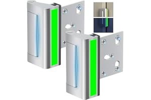 Byssens Home Security Door Lock, Child Proof Door Reinforcement Lock with Glow Tape for Inward Door, Front Door, Bedrooms (Silver 2pack)
