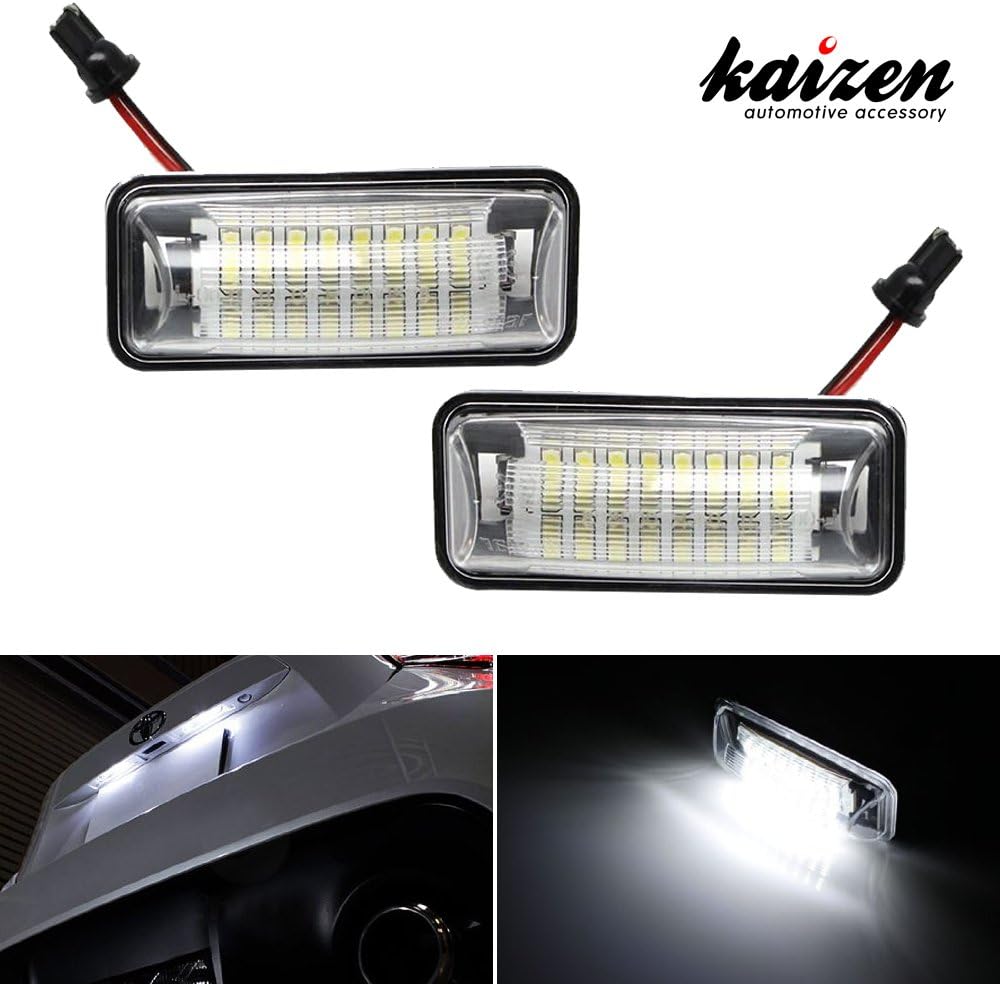 Kaizen 2 Pcs OEM Fit Super Bright LED License Plate Light Lamps 18 Pieces of Premium Quality 1210-SMD LED Chipsets For Scion Fr-S,Subaru BRZ,Impreza, Legacy CAN-bus Error Free 6000K Color Xenon White