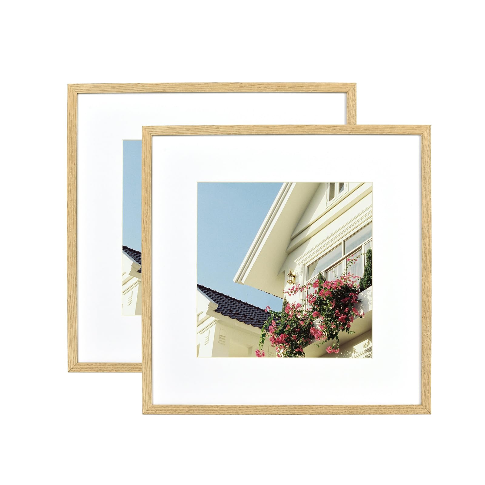 Atryinous Photo Frame 30x30 cm OAK Wooden Frame with PlexiGlass with Mounts for 20x20 cm Photos Hanging Photos/Posters/Collages Pack of 2