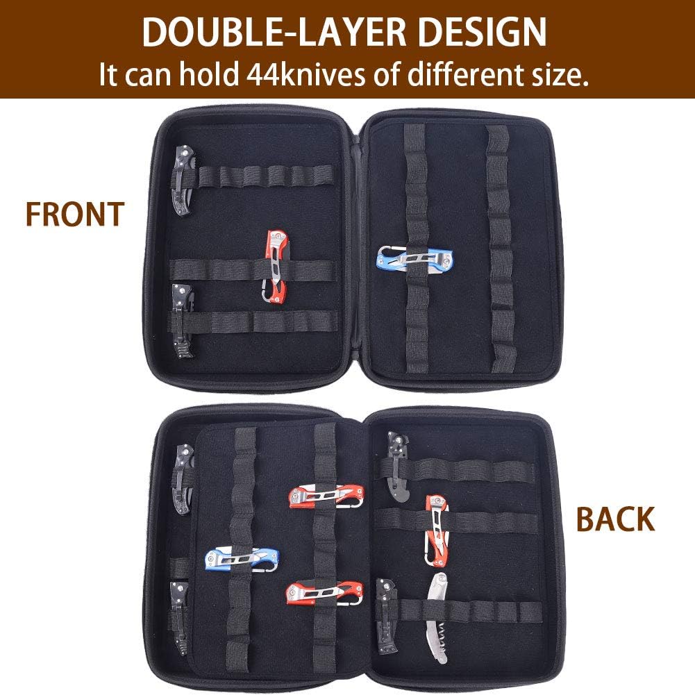 Pocket Knife Storage Case, Small Knife Storage Case, Folding Knife Sheath Case With 44 Sleeves for Survival Pocket Knife, Tactical, Outdoor, EDC Mini Knife: Kitchen & Dining