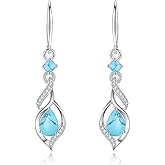 FANCIME Gift for Women Birthstone Dangle Earrings for Her Teardrop Birthstone Earrings S925 Sterling Silver infinity Love Birthday Gifts for Mom Women