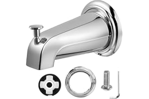 Tub Spout with Diverter, Slip-On Tub Spout, Bathroom Bathtub Faucet with Metal Tubs Spout Cover Ring, Fits 1/2" Copper Water 