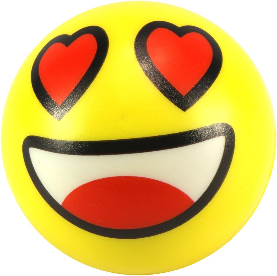 Toy Balls 3.5" Cartoon Face Expressions Squeeze Foam, Perfect for Stress Relieving, Add On for Sports Playsets (Styles May Vary)