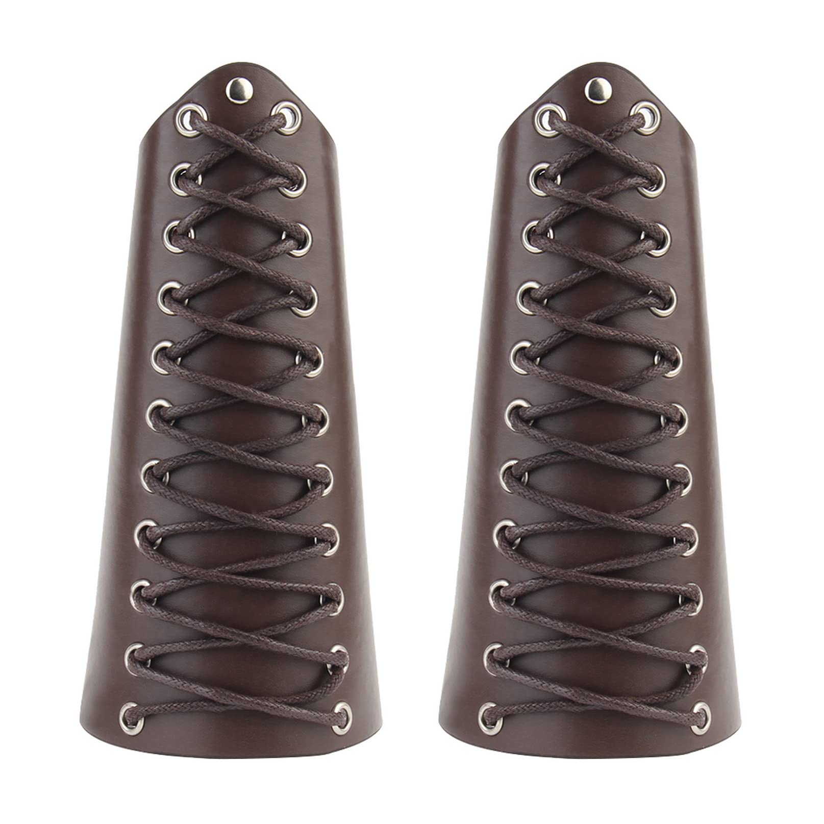 Leather Arm Gauntlets Viking Bracer Leather Wristband Medieval Costume Men Wide Knight Cuffs Viking Archery Guards Adjustable Wrist Guard for LARP, Cosplay Costume (Brown)