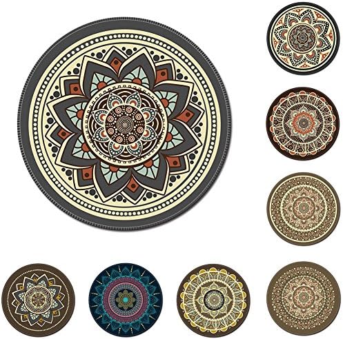 VelvxKl Mousepad Vintage Bohemian Round Computer 3D Game Carpet Mouse Pad Mat Anti Slip Mousepad