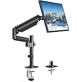 HUANUO Single Monitor Arm, Tall Computer Monitor Stand for 13–32 inch Screens Holds 4.4-19.8 lbs, Adjustable Monitor Mount Ga