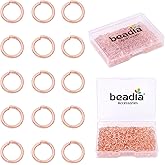 BEADIA Rose Gold Plated Jump Rings Non Tarnish 6mm 400pcs for Jewelry Making Findings
