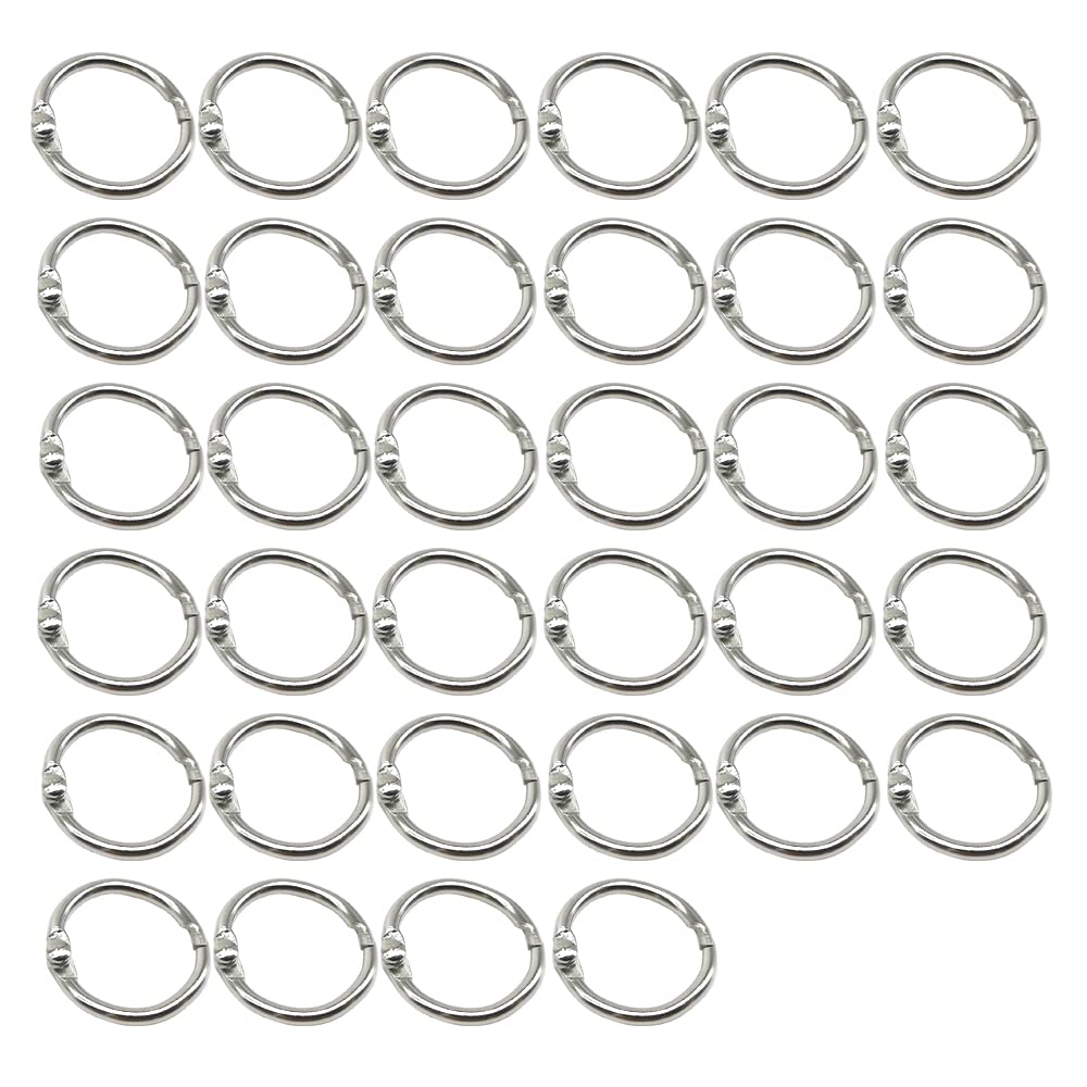 Ruidee 40 Pcs Loose Leaf Binder Rings Silver Book Rings Key Keychain Rings Premium Metal Rings for Notebook Scrapbook Album Craft DIY (15mm)