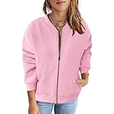MEROKEETY Womens Long Sleeve Zip Up Sweatshirts Jackets Casual Loose Outwear with Pockets