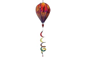 In the Breeze Kokopelli 6-Panel Kinetic Hot Air Balloon Wind Spinner,11" W x 17" H, 26" Tail,1049