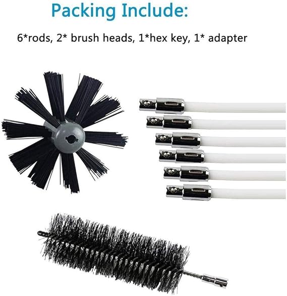 Cepillos para chimenea, juego de combinación de cepillos para tuberías