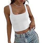 Sweet Hearts Crop Top for Women- Sleeveless Double Layer Square Neck Tank Workout Fitness Casual Basic Tank Top Made in USA