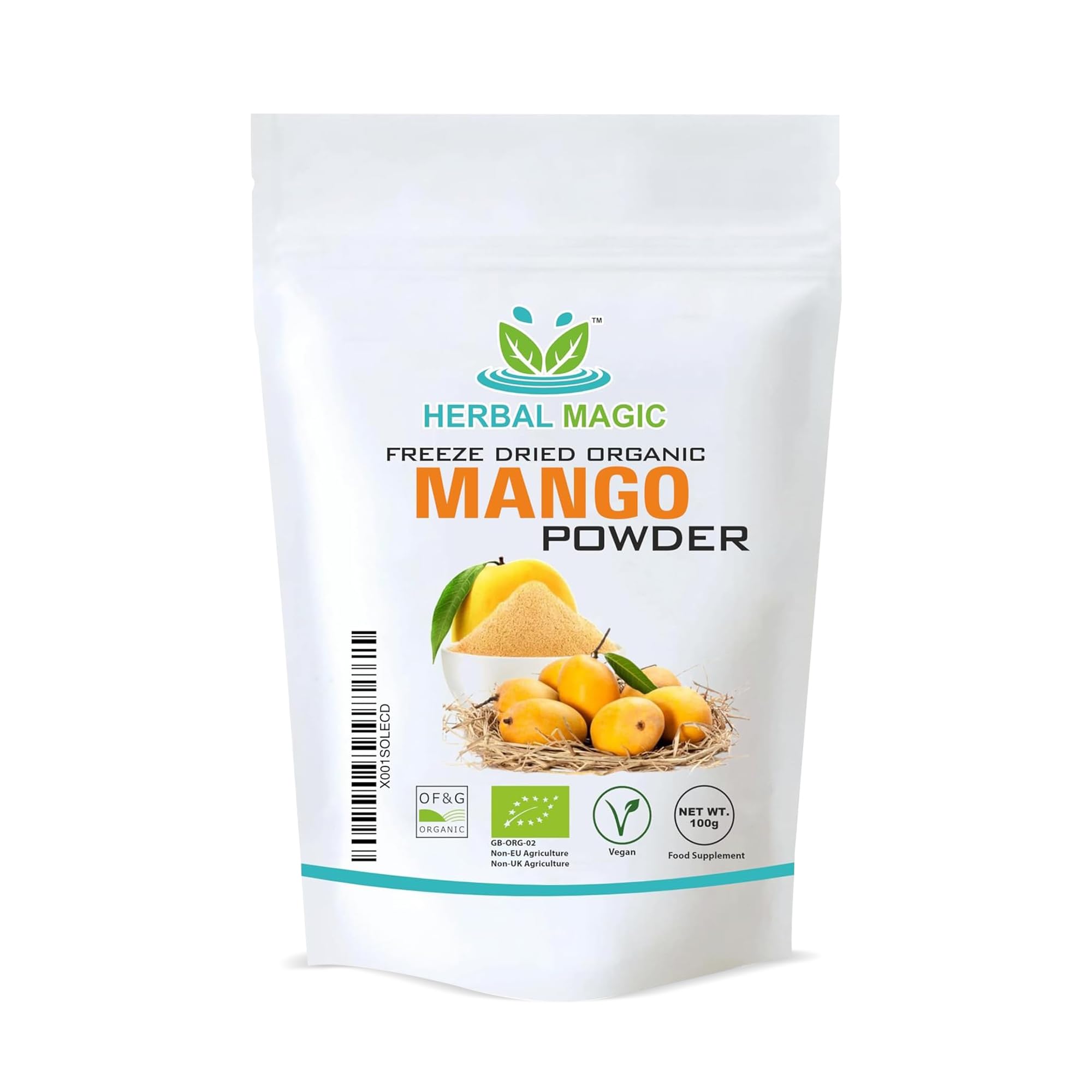 Herbal Magic's Pure & Natural Mango Powder, Freeze Dried - Rich & Vibrant Smoothies, Shakes, Juices, Baking, Cuisines - irresistibly Delicious - for an Active Lifestyle -100g (Pack of 1)
