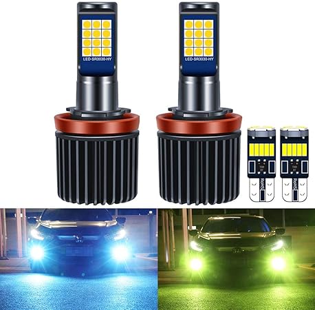 Amazon H11 Led フォグランプ 2色切り替えh11 H9 H16 H8 Led フォグ 2色4モード 黄緑 黄緑フラッシュ ブルー ブルーフラッシュ H16フォグランプ 2色切替 爆光 高耐久性 3030チップ搭載 高輝度 車検対応 Dc8 36v 12v車用 2本セット H11 H9 H16jp H8黄緑 黄緑