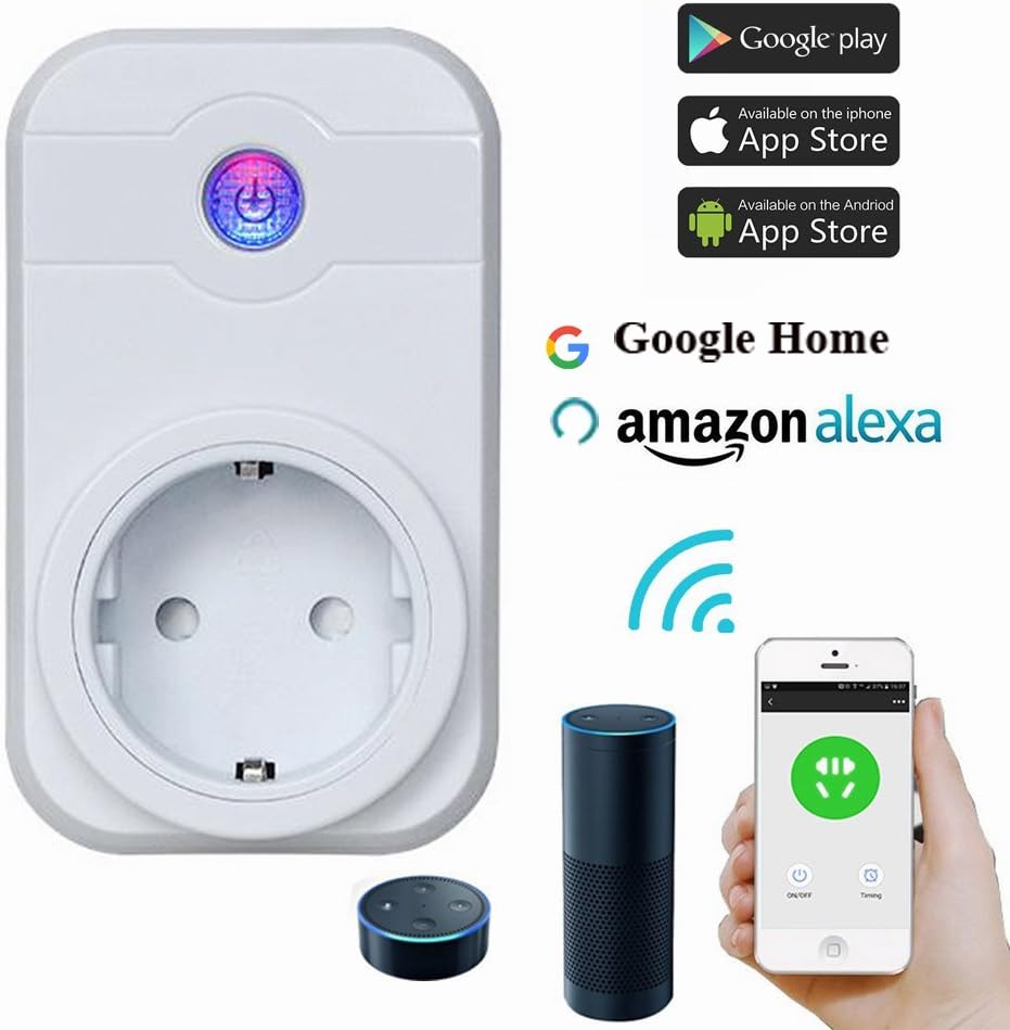 Wifi Smart Socket Outlet (Compatible with Alexa Google Voice ) Wireless Remote Control Socket Electrical Outlet Switch Power via Android /iOS