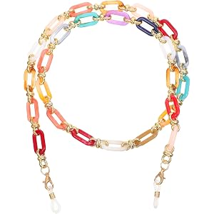 Acrylic Eyeglasses Chain - Boho Style Eye Glass Chain for Women | Vintage Reading Eyeglass Strap Holder, Mask Lanyard for Adu