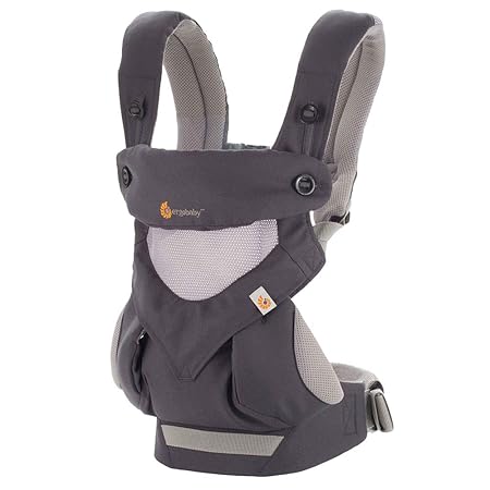 Ergobaby Babytrage 360 - Cool Air Carbon Grey, 4-Positionen Baby-Tragesystem für Kleinkind, Baby-Tragetasche Rückentrage