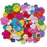 RATREE 888 Handmade100 Pcs Mixed Flowers 18 mm - 2 Inch Mulberry Paper Flowers Scrapbooking Wedding DIY Craft Supplies Card (Mixed Colors)