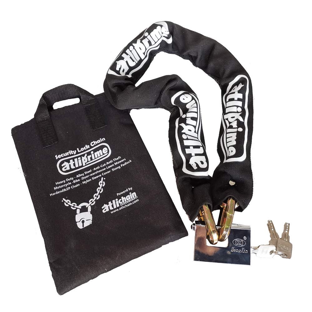 atliprime Heavy Duty Diam 12mm, Length 110cm 20Mn2 Alloy Steel Anti-Cut Bicycle Security Anti-Theft Tire Lock Chain for Scooter,Warehouse Doors, Farms, Lawn Mowers (D0.47 XL43.31)