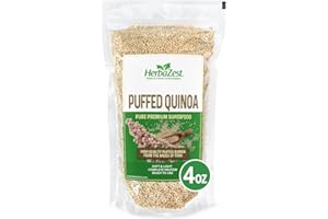 HerbaZest Puffed Quinoa (4 oz) – Pure & Nutritious – Vegan & Gluten-Free – Soft & Light – Ideal for Yogurt & Oatmeal, Smoothie Bowls, Snacks & Desserts, Salads & More