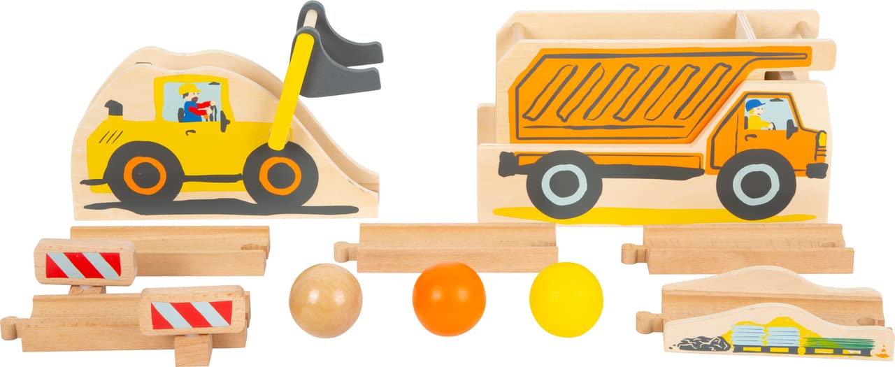 Small Foot 11382 Construction Site Marble Run made of wood w/expandable elements, incl. marbles, for kids aged 18+ mths.