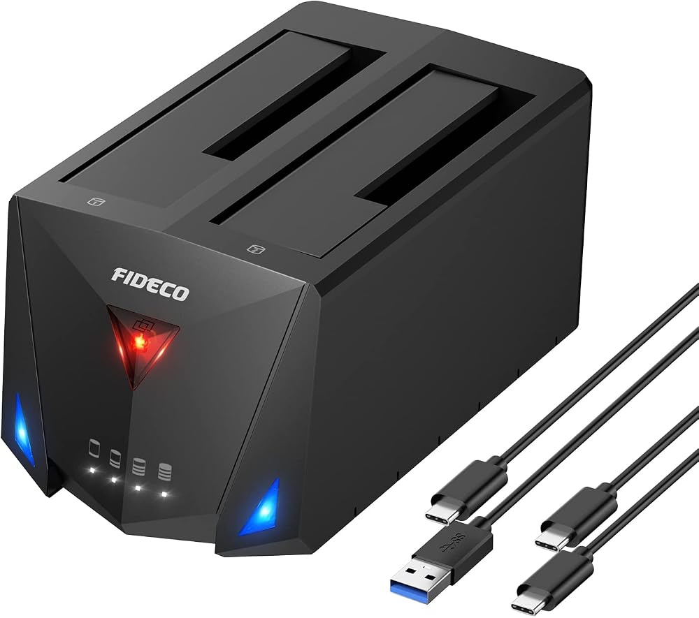 FIDECO USB 3.2 Gen 1 Dual Bay 2.5/3.5 inch SATA HDD SSD Docking Station Offline