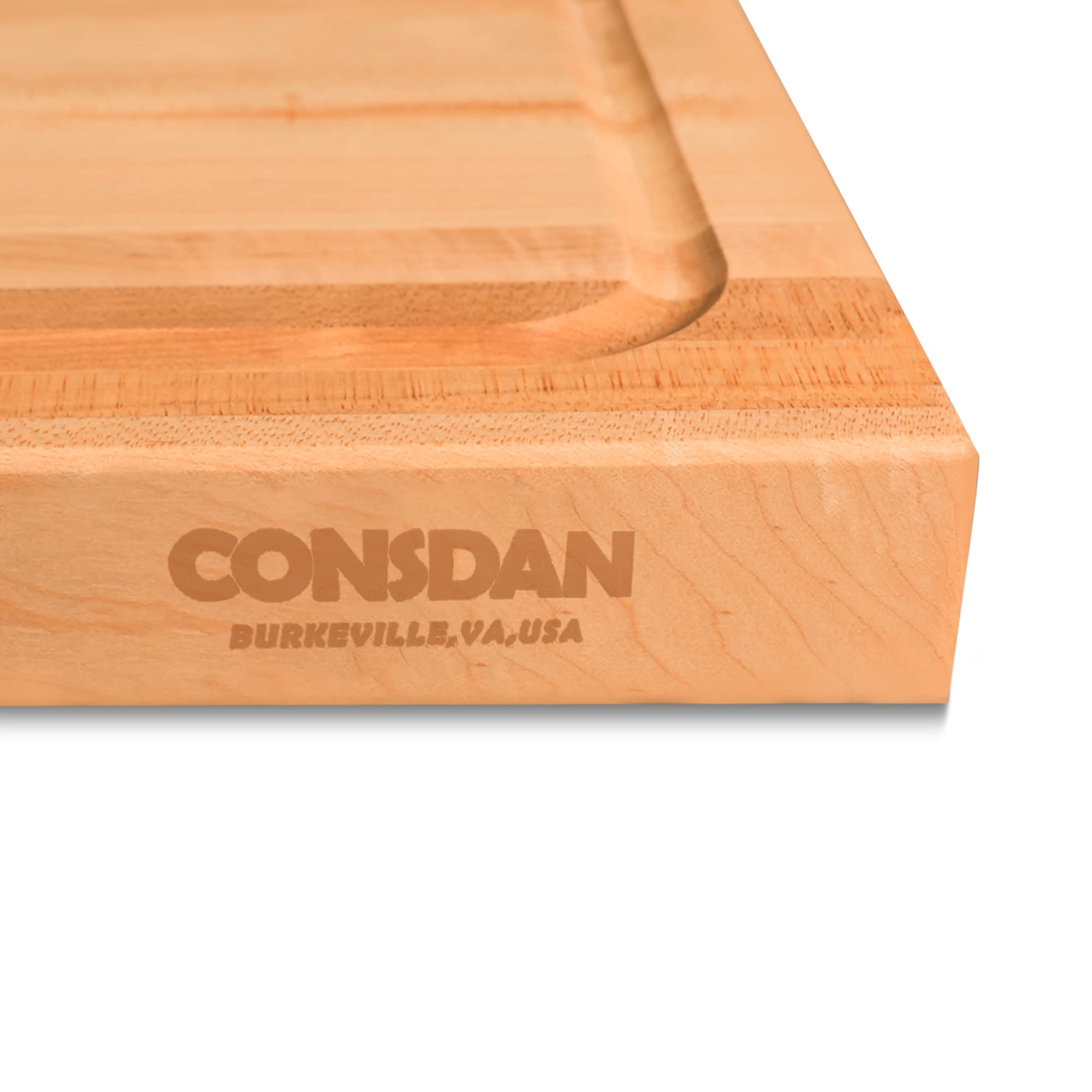 CONSDAN Hard Maple Wood Cutting Board for Kitchen, USA Grown Hardwood, 16 x 12, with Invisible Inner Handle, Prefinished with Food-Grade Oil, Suitable for Kitchen Edge Grain, 1-1/2