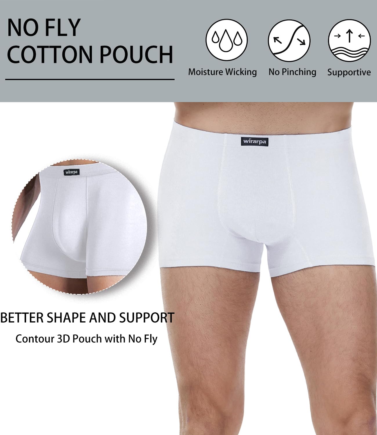 wirarpa Boxershorts Herren Baumwolle Unterhosen 4er Pack Weiß 2XL 4