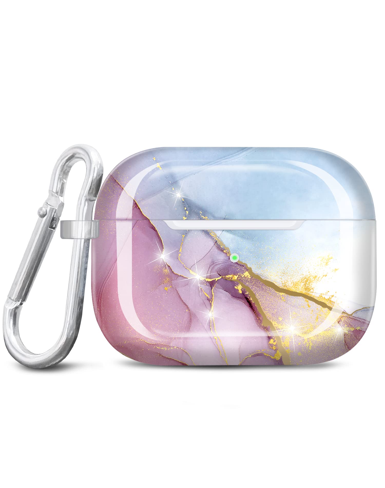 JIAXIUFEN for Airpods Pro 2nd Generation Case Cover Gold Plated Marble Design Protective TPU Skin for Women Girl with Keychain Compatible with AirPods Pro 2019/Pro 2 Gen Case 2022, Purple Blue