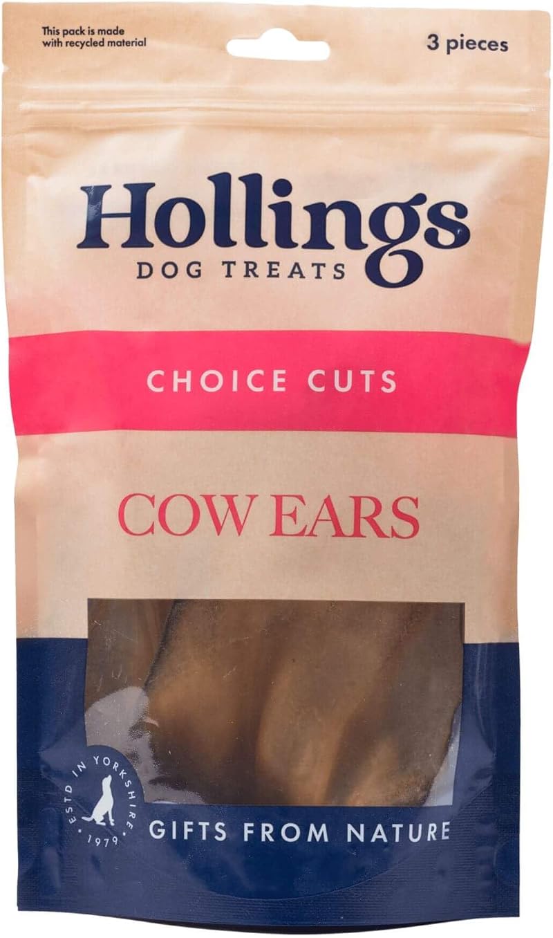Hollings Cow Ears Dog Treats 40 Pack 100% Natural Grain Free High Protein